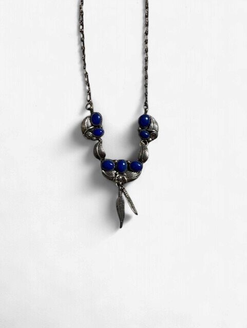 SS Lapis feather Necklace