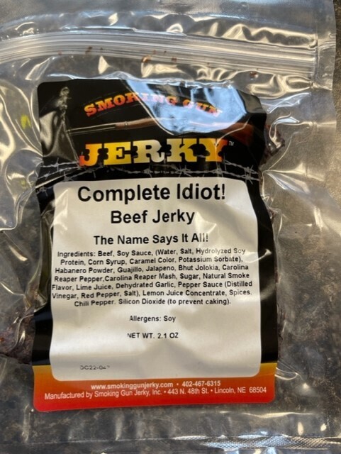 Complete Idiot Beef Jerky, 2.1 oz. Pkg.  -NEW- Hottest Ever!