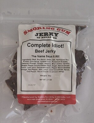 Complete Idiot Beef Jerky, 2.1 oz. Pkg.  -NEW- Hottest Ever!