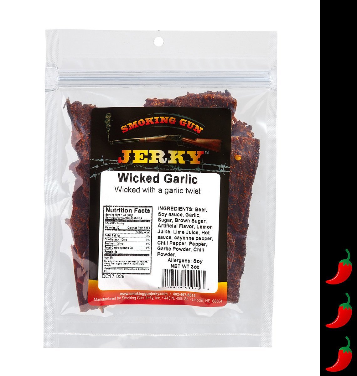 Wicked Garlic Beef Jerky, 2.75 oz. Pkg.
