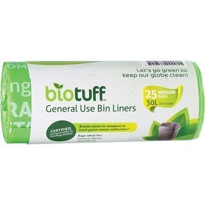 BIOTUFF General Use Bin Liners Medium 30L Bags x25
