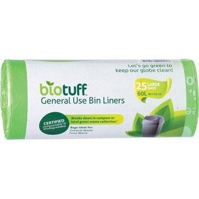 BIOTUFF General Use Bin Liners Large 60L Bags x25