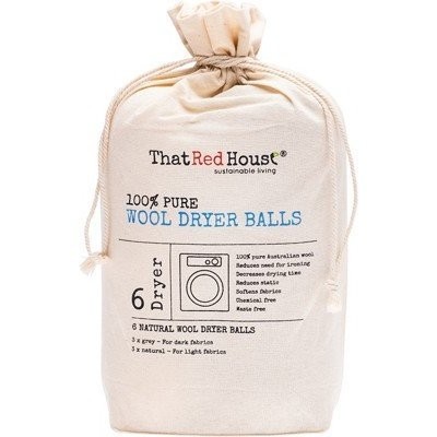 THAT RED HOUSE Wool Dryer Balls 100% Pure - 6