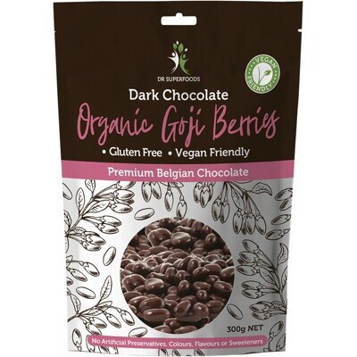 DR SUPERFOODS
Goji Berries 
Organic - Dark Chocolate 300g