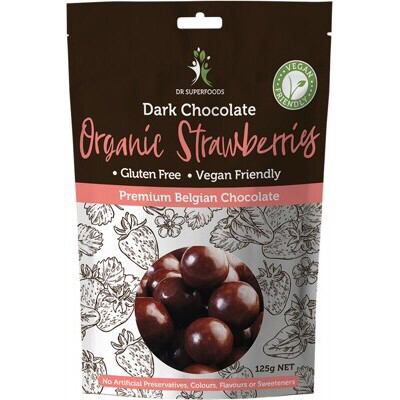 DR SUPERFOODS Strawberries  Organic - Dark Chocolate 125g