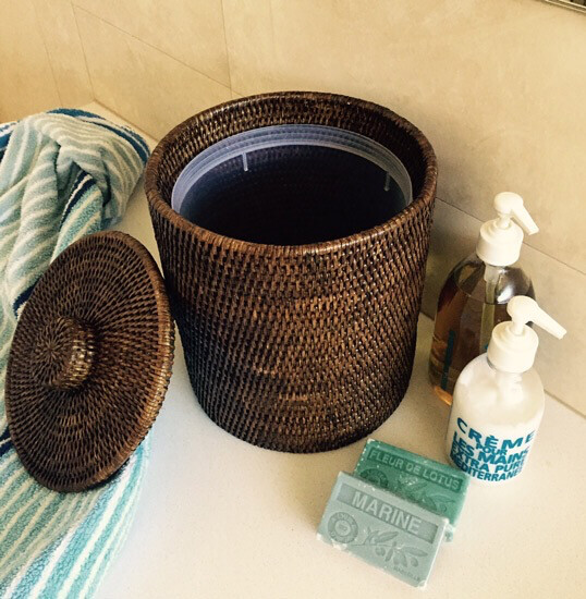 Bathroom Bin with Liner (3 Colours) Antique Brown
