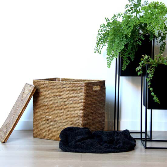 Large Laundry Basket Brown 46 x 32 x 44cmH Light Brown 