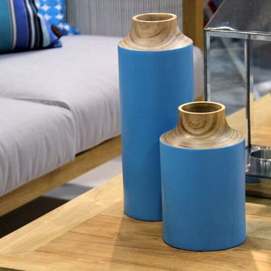Set of 2 Blue Canister Vase