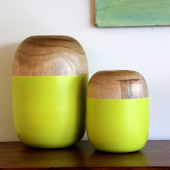 Round Vases in Natural and Green