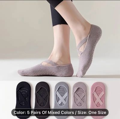 Women's Non-Slip Yoga Socks with Silicone Grip - Breathable Cotton Blend, Low-Cut Ankle Length for Pilates & Ballet Barre Workouts, Solid Color, Hand Wash Only