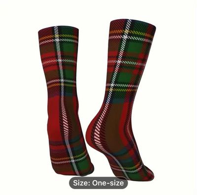 Unisex Harajuku Style New Simpson Vintage Plaid Pattern Crew Socks, Trendy Graffiti Men Women Socks, Crazy Funny Socks For Gifts