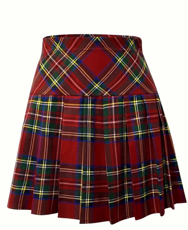 New Simpson Elegant Plaid Pleated A-Line Skirt - Perfect for School or Formal Occasions
