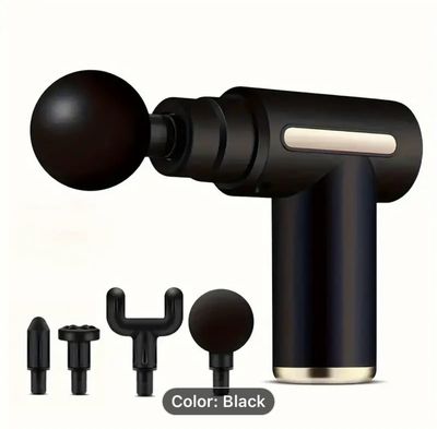 Portable Deep Tissue Massage Gun - USB Rechargeable, Full Body Muscle Relaxer with 4 Heads for Neck & Fascia Relax, Black