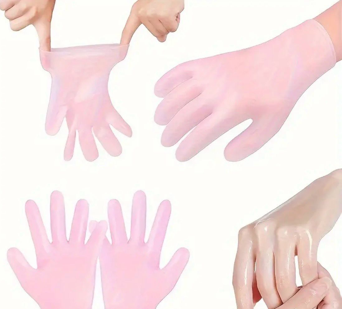 Hypoallergenic Pink Silicone Exfoliating Gloves for Hands - Moisturizing Spa Treatment, Nail & Foot Care Essentials