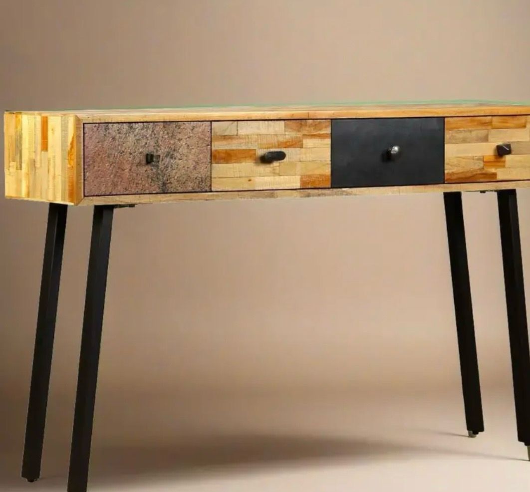 Reclaimed Teak Console Table 120cm Rustic Solid Wood Entryway Furniture 30cm Wide 76cm High Stylish and Durable Design