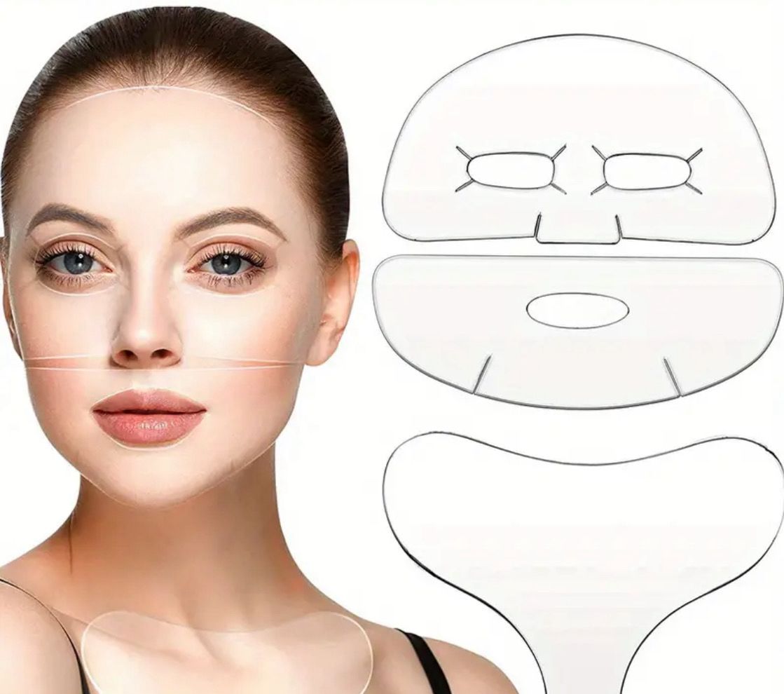 3pcs Reusable Face Chest Pad Set Facial Silicone Patches Smooth Fine Lines Skin Care Tools