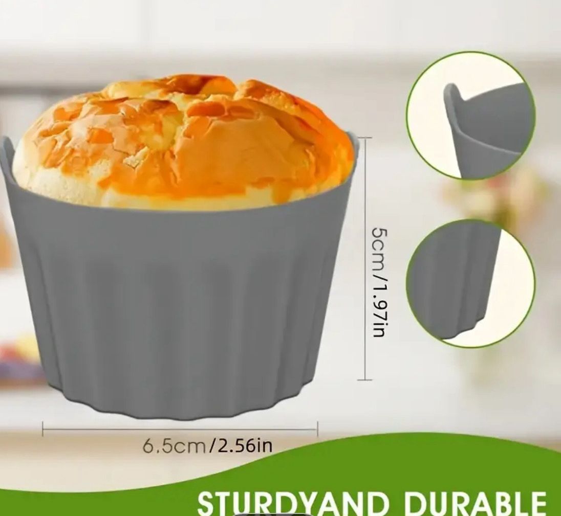6pc Air Fryer Baking Cups, Silicone Baking Pan, Muffin Cup Baking Cake Mold, Egg Tart Mold, Kitchen Accessories, Baking Tools, DIY Supplies