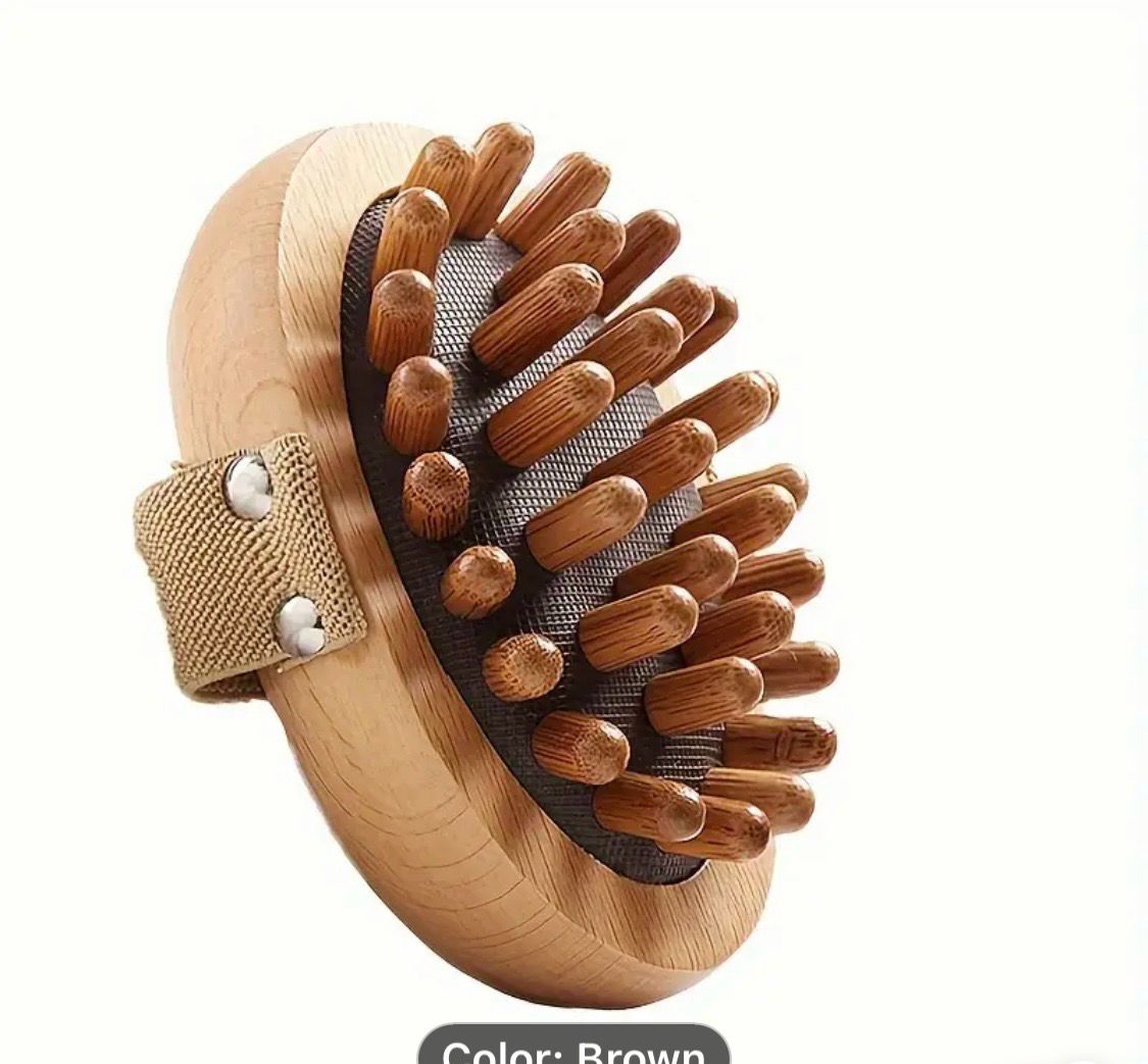 Wooden Meridian Massage Brush - Manual Full Body Gua Sha Massager for Head, Abdomen, Legs - Ergonomic Anti-Fatigue Massage Tool with Soft Brush for Home Use