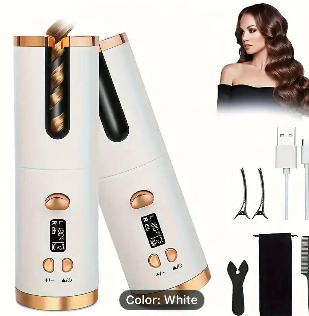 5 Heat Settings Auto-Curler for Luscious Locks - Ceramic, Anti-Scald, Tangle-Free, Quick Charge USB Rechargeable Lithium Battery - Perfect for Styling, Special Occasions, and as an Elegant Gift with L