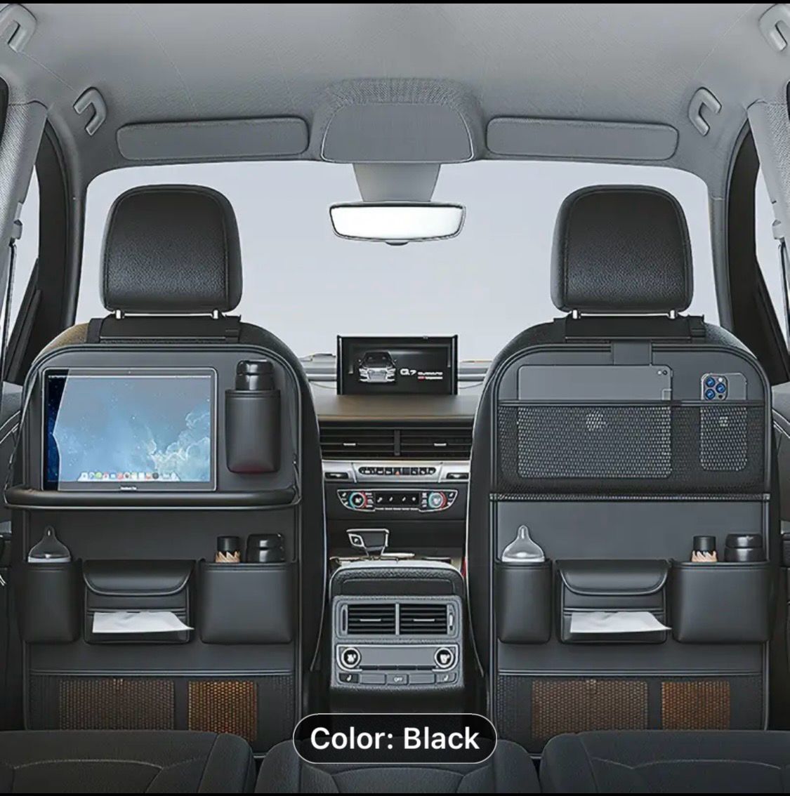 Car Seat Back Pocket, Rear Seat Storage, Car Storage Organizer With Foldable Food Tray, Premium PU Leather Material, Compatible With Most Vehicles, Inner Car Accessories