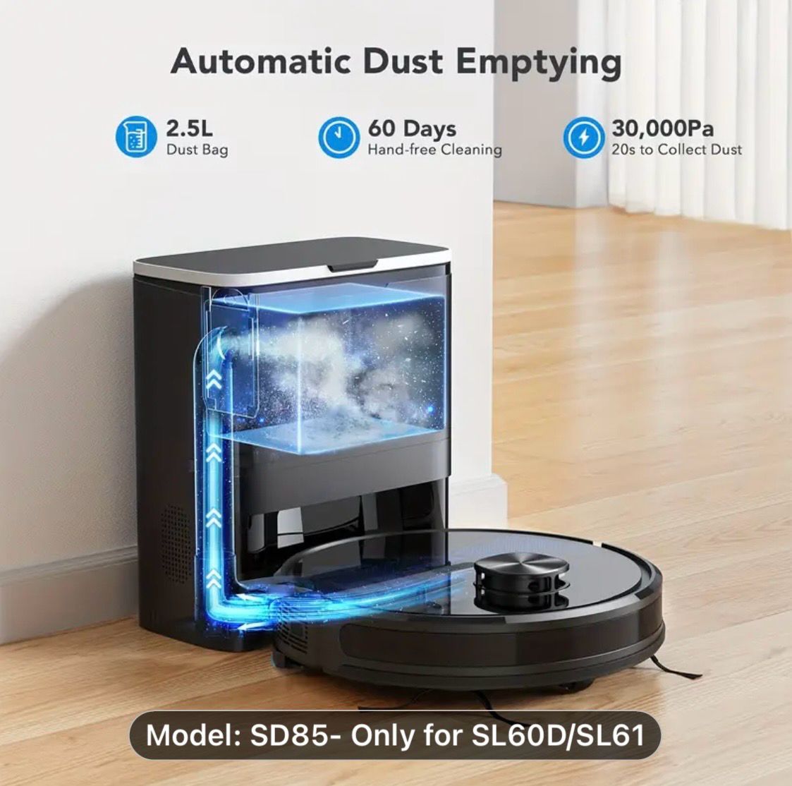 Lubluelu 2.5L Automatic Suction Station SD85, Empty Station Dock For SL60D, SL61 Only, NOT Fit SL68, L15, L20