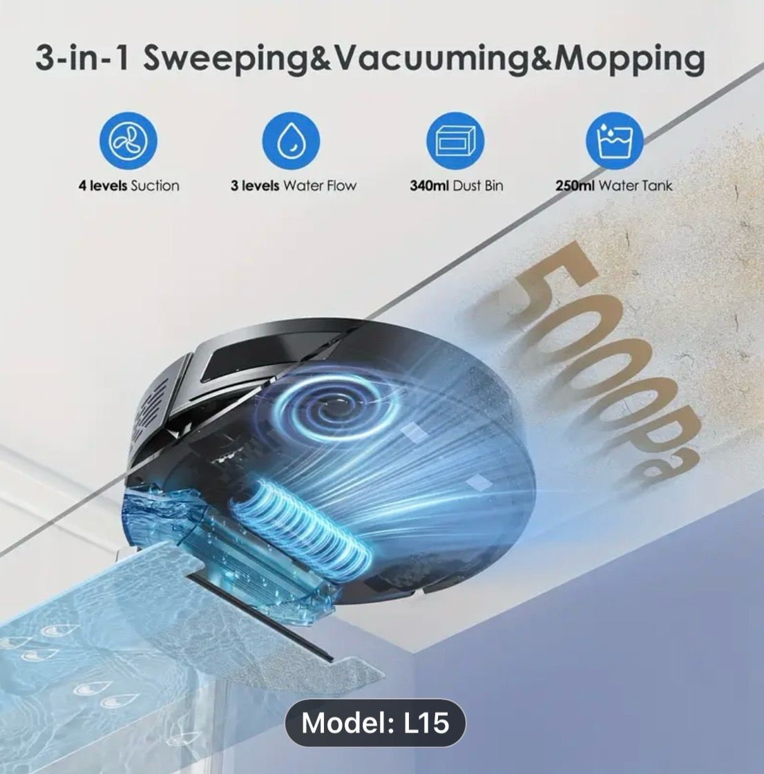Robot Vacuum Cleaner And Mop Combo 4000Pa, Lubluelu SL60D Robotic Vacuum, 150Mins Max, 55dB, 10 No-Go Zones For Pet Hair Carpets Floor