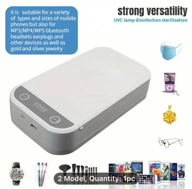 Portable UV Cell Phone Sterilizer Box with Dual UVC Lamps, Multi-Function Sterilizer for Smartphones, Watches, Masks, Headphones and Jewelry - USB Powered, ABS Material, 99.9% Sterilization Rate Portable UV Cell Phone Sterilizer Box with Dual UVC Lamps, Multi-Function Sterilizer for Smartphones, Watches, Masks, Headphones and Jewelry - USB Powered, ABS Material, 99.9% Sterilization Rate