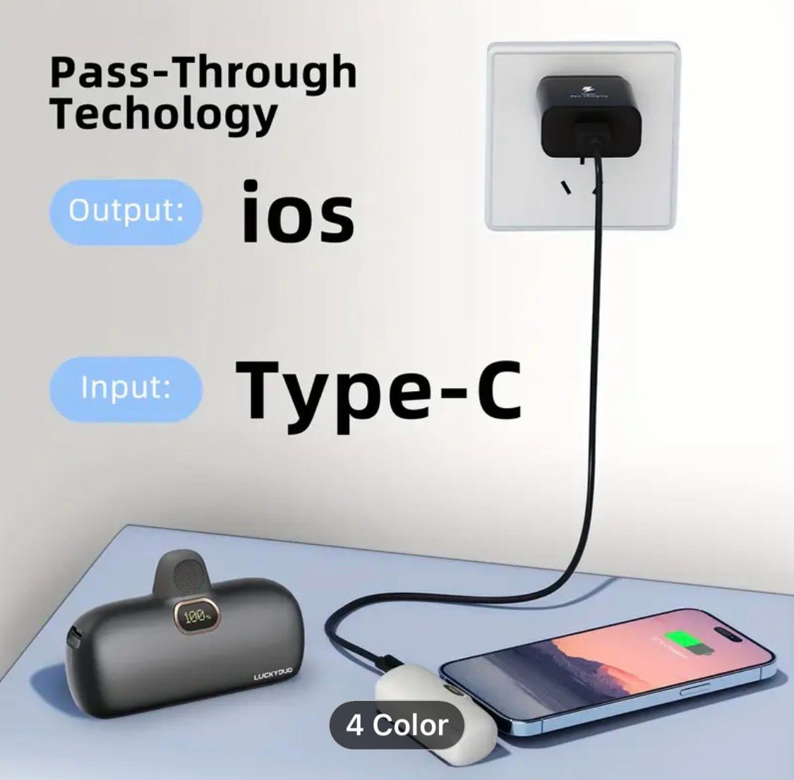Mini Mobile Power 5000mAh Small Wireless Battery Pack, Small Travel Portable Charger, Fast Charging External Battery Pack For iPhone