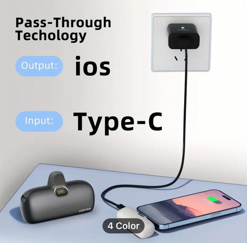 Mini Mobile Power 5000mAh Small Wireless Battery Pack, Small Travel Portable Charger, Fast Charging External Battery Pack For iPhone