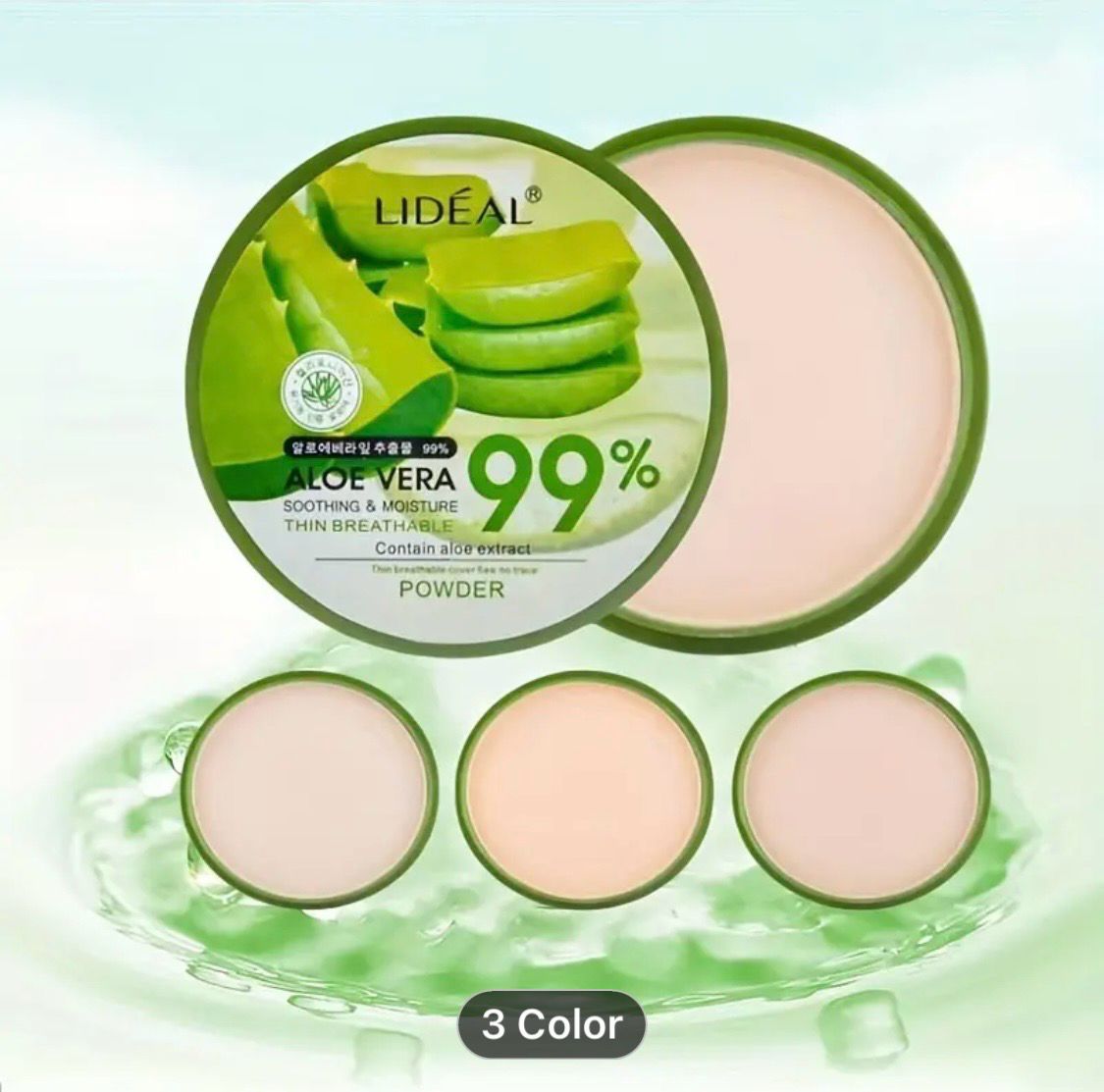 Aloe Vera Foundation Powder - Hydrating & Oil-Control Concealer, Lightweight Natural Finish with Nourishing Ingredients for All Skin Tones, 15g Each