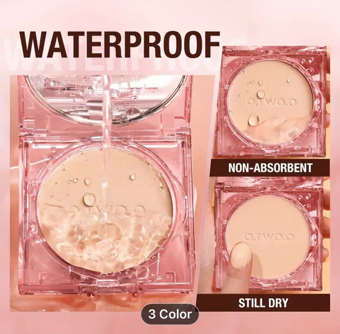 24H Full Coverage Matte Finish Setting Powder Foundation - Oil Control, Waterproof, Anti-Transfer, Non-Absorbent for All Skin Types & Tones, Includes Puff