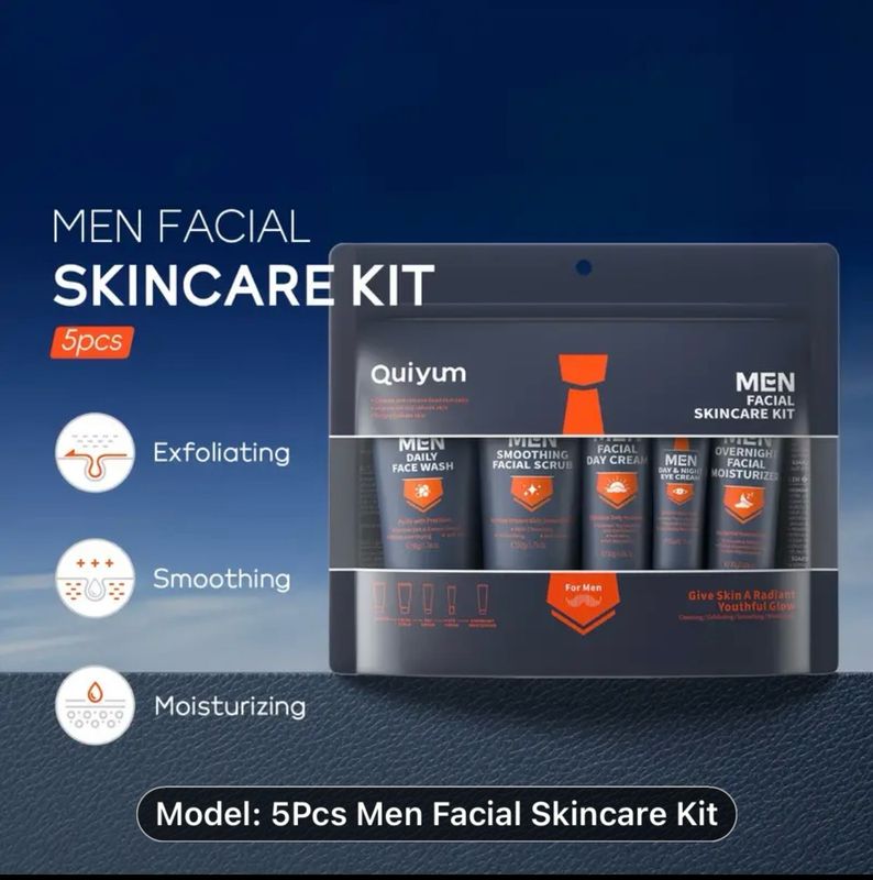 Quiyum 5pcs Men'S Skincare Set - Hypoallergenic Daily & Overnight Face Care Kit with Cleanser, Scrub, Day & Night Moisturizer, Eye Cream - All Skin Types - Main Ingredient Glycerin Quiyum 5pcs Men'S Skincare Set - Hypoallergenic Daily & Overnight Face Care Kit with Cleanser, Scrub, Day & Night Moisturizer, Eye Cream - All Skin Types - Main Ingredient Glycerin