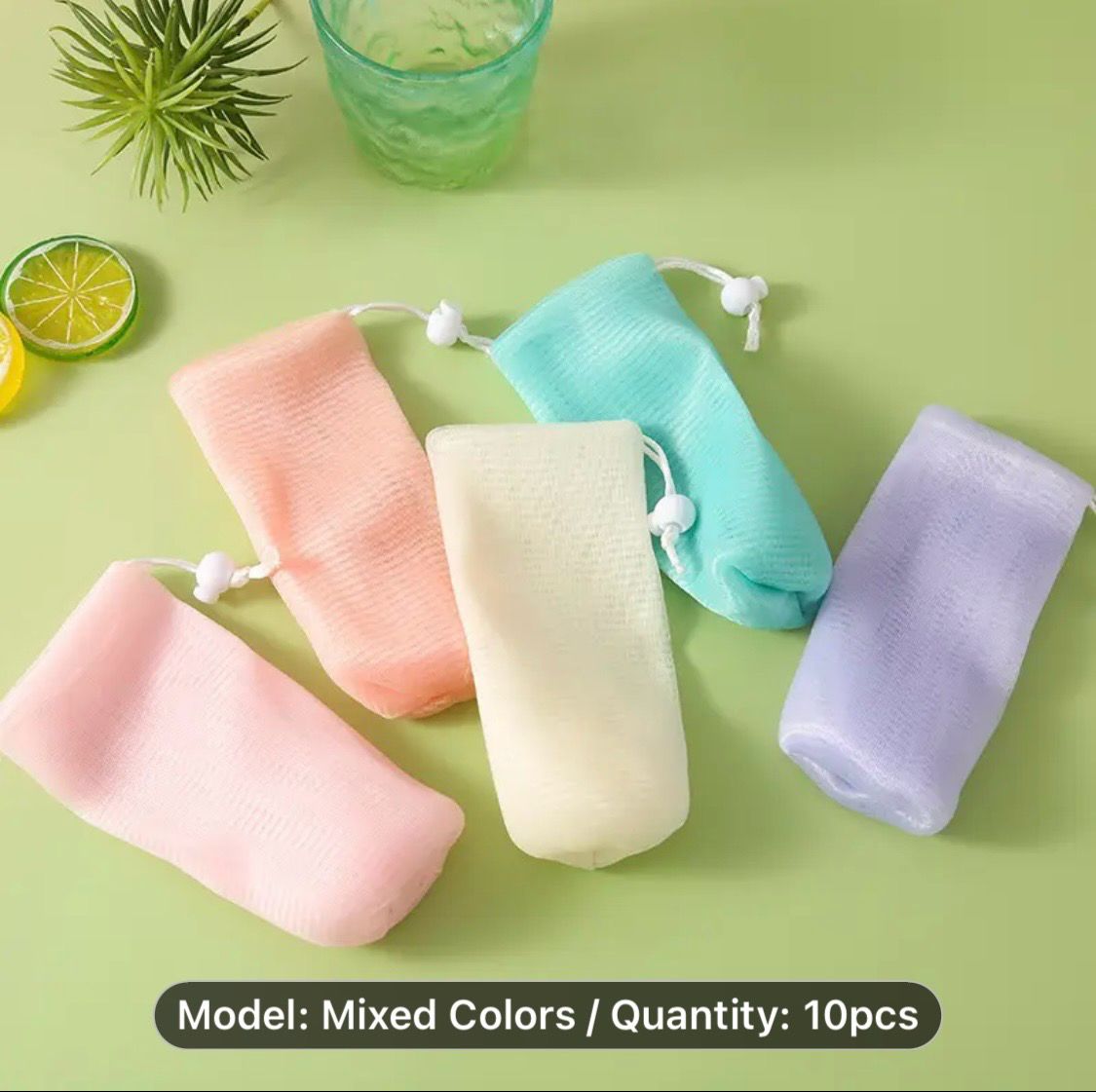 5-Pack Thickened Unscented Soap Saver Foaming Nets for Handmade Soap, Gentle Facial Cleanser Exfoliating Mesh Bags with Drawstring