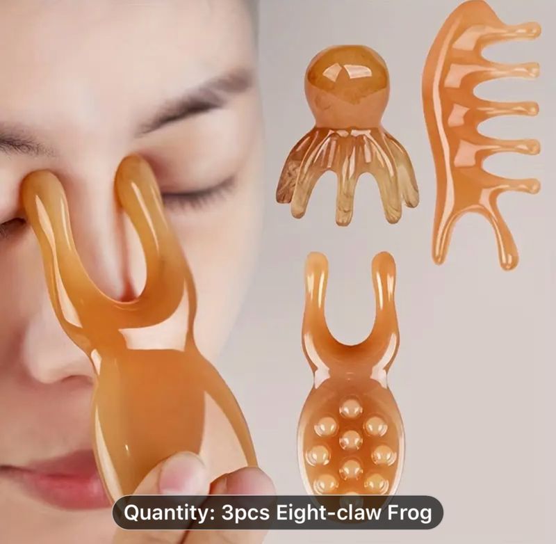 3pcs Gua Sha Massage Tool Set - Frog, Dolphin & Octopus Shaped Scalp Combs for Relaxing Head Relax