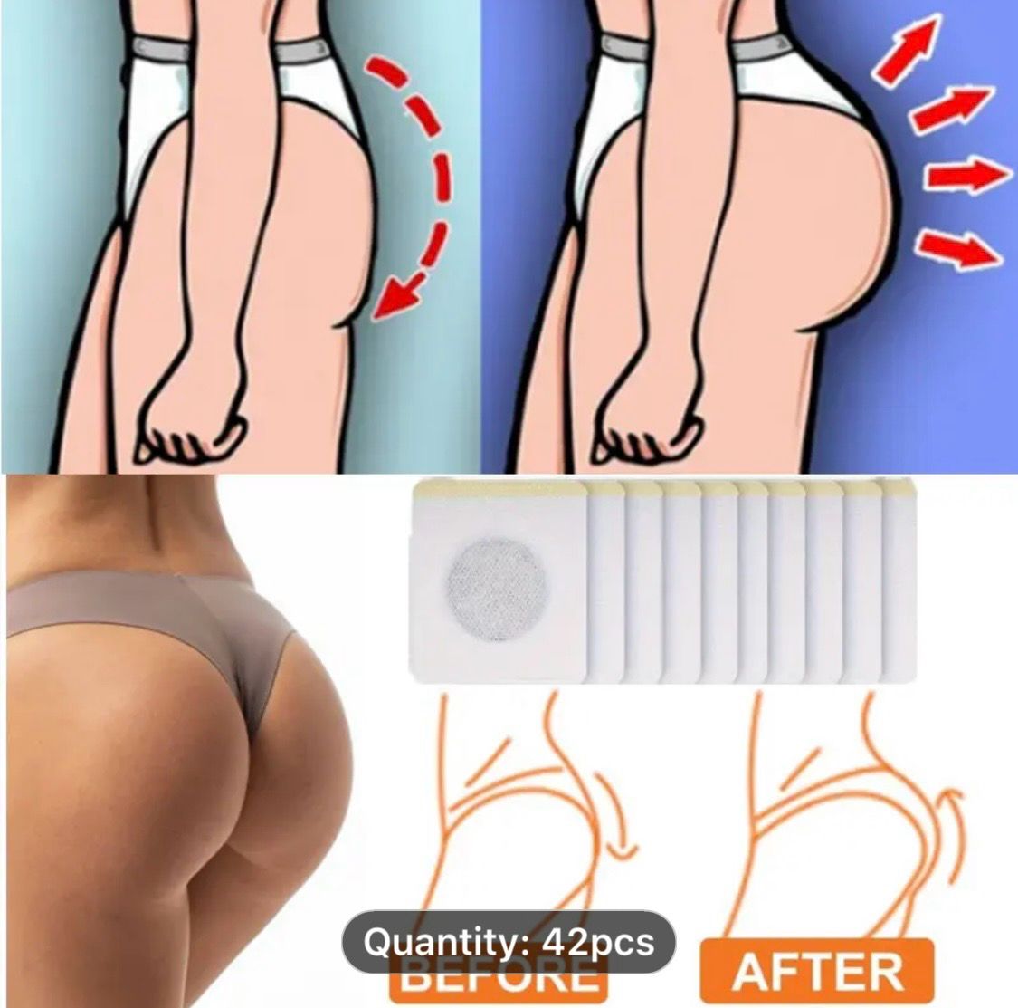 42pcs Butt Plump Patch, Butt Enlargement, Peach Butt Farewell Small Butt Plump Patch