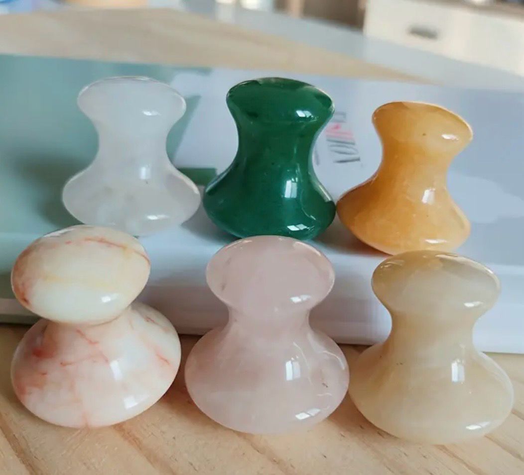 Natural Crystal Massager Pink Crystal, Green Jade Massager, Reiki Crystal