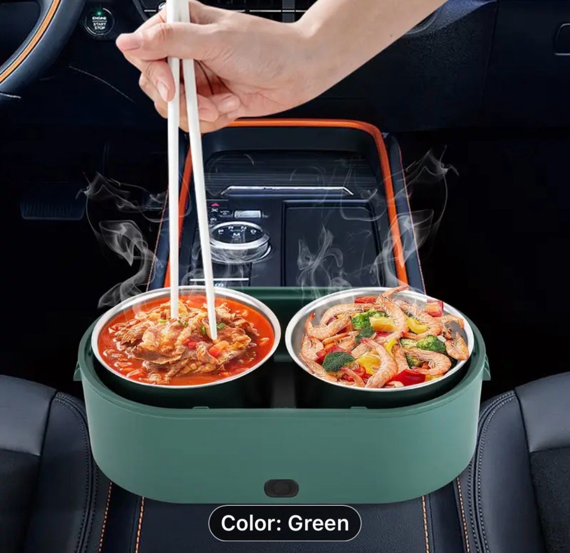 Portable Electric Heating Lunch Box for Car and Office - 800ml Food Warmer Container