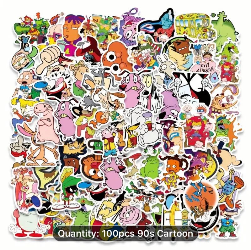 90s Cartoon Graffiti Stickers for Your Laptop, Luggage, Motorcycle, Bike, or Skateboard