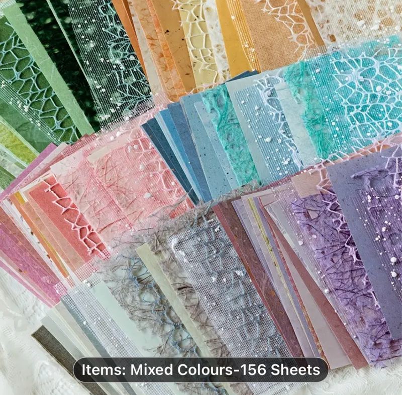 Textured Scrapbook Papers & Mesh Bushel Set, featuring 6 assorted specialty papers in mixed colors, made from PVC material. Perfect for scrapbooking, planners, journal supplies, mixed media c Textured Scrapbook Papers & Mesh Bushel Set, featuring 6 assorted specialty papers in mixed colors, made from PVC material. Perfect for scrapbooking, planners, journal supplies, mixed media c