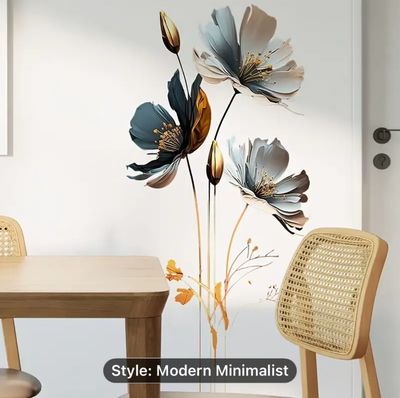Creative Wall Stickers featuring a 3D Relief Texture Flower Design. These self-adhesive wall stickers are perfect for decorating bedrooms, entryways, living rooms, and porches.