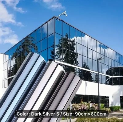 Deep Silvery One-Way Privacy Window Film - 2mil Thickness, Easy Peel & Stick PET Material for Home Decoration