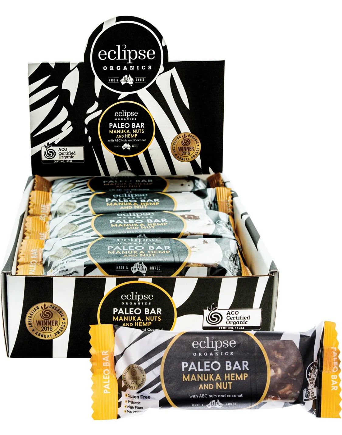 Eclipse Organics Raw Paleo Bar Manuka, Nut and Hemp 12 x 45g
