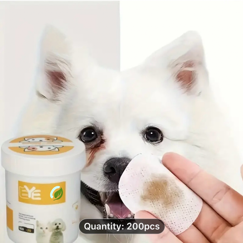 200 Count Dog Eye Care Wipes, Plastic Pet Cleaning Pads, Non-Electric, Gentle for Home Use, Accompanied by Pet Grooming Supplies. Mild formula.