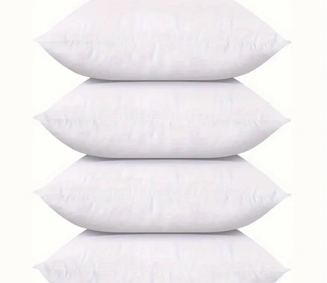 Teaspring Classic White Pillow Inserts, 18x18 Inches (45x45cm), Polyester Filling, Zippered Cushion Insert for Bed and Couch/Lounge, Durable, Fade-Resistant, Hand-Wash Only, Indoor Decor Pillows, 4pc