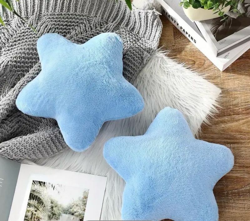 Nova Star Shaped Throw Pillow Soft Plush Cushions Decor for Bedroom Living Room Sofa Bed(Blue) - Woven, Cotton, Dry Clean Only