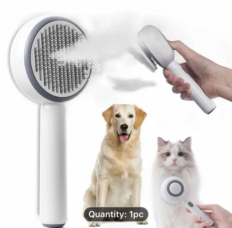 Pet Spray Massage Comb – 1pc Ergonomic Steam Grooming Tool for Dogs & Cats, White with Gray Accents, Detangles & Soothes Fur, Plastic Material, Perfect for Golden Retrievers & Cats, Pet Massage Acces Pet Spray Massage Comb – 1pc Ergonomic Steam Grooming Tool for Dogs & Cats, White with Gray Accents, Detangles & Soothes Fur, Plastic Material, Perfect for Golden Retrievers & Cats, Pet Massage Acces