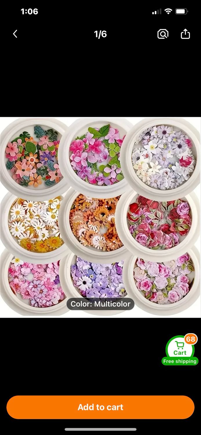 Flower Nail Stickers Set, Holographic Simulation Floral & Leaf Nail Glitter Sequins, Acrylic Palettes Sparkle Charms for DIY Nail Art Decoration, Unscented Nail Supplies, 9 Boxes 3D
