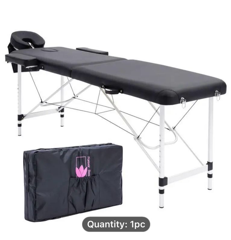 Massage Table - Lightweight, Adjustable 55cm, Foldable Design for Easy Storage, Black, Lightweight, Aluminium