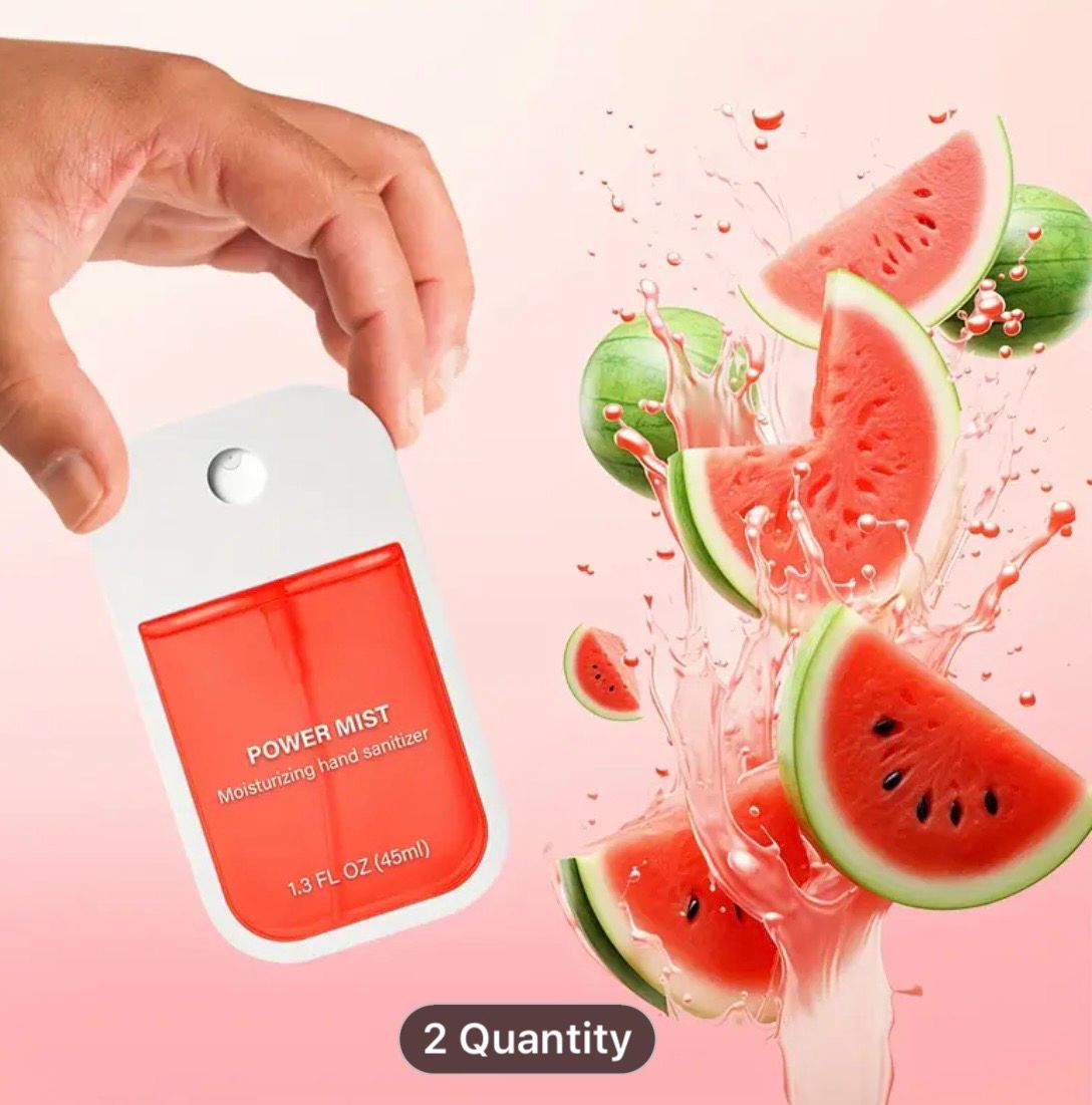 Hand Sanitizer Spray, Hypoallergenic, 45ml Moisturizing with Aloe Vera, Watermelon Flavor - Portable Size for Travel, Camping, Hiking, and Outdoor Adventures, Outdoor Hygiene | Compact Size