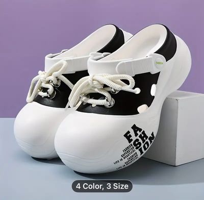 Women'S Autumn EVA Platform Clogs - Sweetheart Design with Decorative Laces, Breathable Round Toe, Anti-Collision, Soft Comfort Garden Shoes for Indoor, Outdoor, Beach Vacation, Black & Pink Accents,